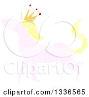 Poster, Art Print Of Textured Pink Unicorn With A Crown And Blond Mane