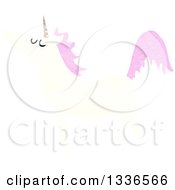 Poster, Art Print Of Textured White Unicorn With Pink Hair 4