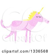 Poster, Art Print Of Textured Pink Unicorn With A Blond Mane