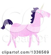 Poster, Art Print Of Textured Pink Unicorn With A Dark Purple Mane