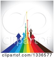 Poster, Art Print Of Colorful Arrow Paths Curving Upwards In The Distance Over Shading