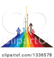 Poster, Art Print Of Colorful Arrow Paths Curving Upwards In The Distance Forming A Graph