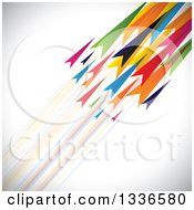 Clipart Of Colorful Arrows Shooting Diagonally Up To The Right With Blurred Paths On Shading Royalty Free Vector Illustration