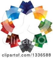 Poster, Art Print Of Colorful Circle Logo Of Abstract Arrows Pointing Inwards