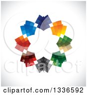 Poster, Art Print Of Colorful Circle Logo Of Abstract Arrows Pointing Inwards Over Shading