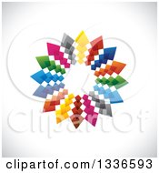 Poster, Art Print Of Colorful Circle Logo Of Arrows Pointing Outwards On Shading