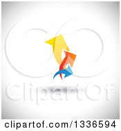 Clipart Of A Colorful Trio Logo Of Arrows Pointing Up And To The Right Over Shading Royalty Free Vector Illustration