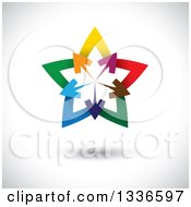 Poster, Art Print Of Colorful Logo Of Arrows Pointing Outwards From The Center Of A Gradient Star Over Shading