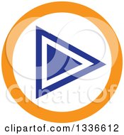 Poster, Art Print Of Flat Style Blue White And Orange Arrow Round App Icon Button Design Element 3