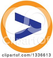 Clipart Of A Flat Style Blue White And Orange Arrow Round App Icon Button Design Element 2 Royalty Free Vector Illustration