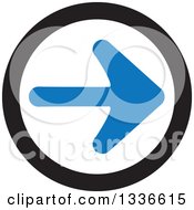 Clipart Of A Flat Style Blue White And Black Arrow Round App Icon Button Design Element Royalty Free Vector Illustration