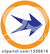 Clipart Of A Flat Style Blue White And Orange Arrow Round App Icon Button Design Element 4 Royalty Free Vector Illustration