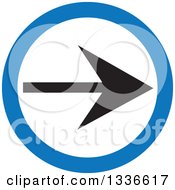 Clipart Of A Flat Style Blue White And Black Arrow Round App Icon Button Design Element 2 Royalty Free Vector Illustration