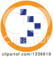 Clipart Of A Flat Style Blue White And Orange Arrow Round App Icon Button Design Element 5 Royalty Free Vector Illustration