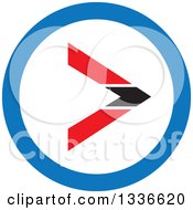 Clipart Of A Flat Style Red Black White And Blue Arrow Round App Icon Button Design Element Royalty Free Vector Illustration