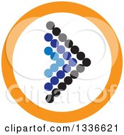 Clipart Of A Flat Style Blue Black White And Orange Arrow Round App Icon Button Design Element Royalty Free Vector Illustration