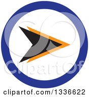 Clipart Of A Flat Style Black Orange White And Blue Arrow Round App Icon Button Design Element Royalty Free Vector Illustration
