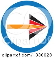 Clipart Of A Flat Style Red Black Orange Blue And White Arrow Round App Icon Button Design Element Royalty Free Vector Illustration