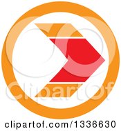 Clipart Of A Flat Style Red And Orange Arrow Round App Icon Button Design Element Royalty Free Vector Illustration