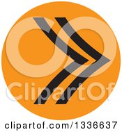 Clipart Of A Flat Style Black And Orange Arrow Round App Icon Button Design Element 5 Royalty Free Vector Illustration