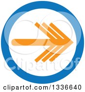 Poster, Art Print Of Flat Style Orange White And Blue Arrow Round App Icon Button Design Element