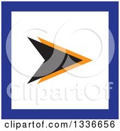 Clipart Of A Flat Style Square Black Orange White And Blue Arrow App Icon Button Design Element Royalty Free Vector Illustration