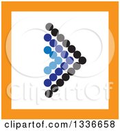Clipart Of A Flat Style Square Blue Black White And Orange Arrow App Icon Button Design Element Royalty Free Vector Illustration