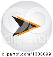 Clipart Of A Black And Orange Arrow And Shaded Round App Icon Button Design Element Royalty Free Vector Illustration