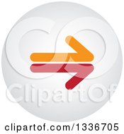 Clipart Of A Red And Orange Arrow And Shaded Round App Icon Button Design Element Royalty Free Vector Illustration