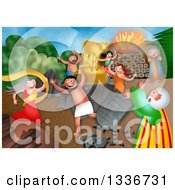 Poster, Art Print Of Shavout Scene Of Children Of Israel Worshipping The Golden Calf While Moses Breaks The Tablets