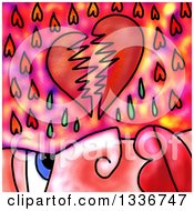 Clipart Of A Broken Heart And Tears Over A Face Royalty Free Illustration