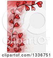 Red Fade And Heart Vine Valentines Day Border With White Text Space
