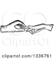 Clipart Of A Sketched Doodle Of Black And White Wedding Hands Exchanging Rings Royalty Free Vector Illustration