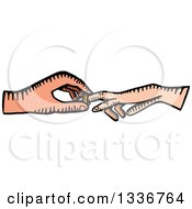 Clipart Of A Sketched Doodle Of Caucasian Wedding Hands Exchanging Rings Royalty Free Vector Illustration by Prawny