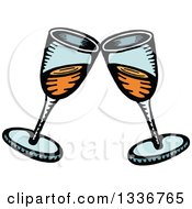 Poster, Art Print Of Sketched Doodle Of Clinking Champagne Glasses