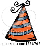 Poster, Art Print Of Sketched Doodle Of An Orange Party Hat