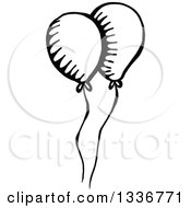 Clipart Of A Sketched Doodle Of Black And White Party Balloons Royalty Free Vector Illustration