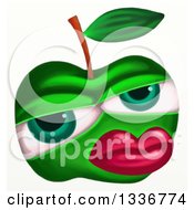 Poster, Art Print Of Green Apple Character With Red Lips