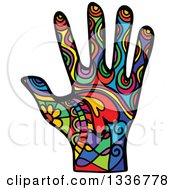 Poster, Art Print Of Colorful Patterned Folk Art Human Hand