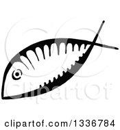 Poster, Art Print Of Sketched Doodle Of A Black And White Ichthus Christian Fish