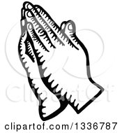 Clipart Of A Sketched Doodle Of Black And White Praying Hands Royalty Free Vector Illustration by Prawny