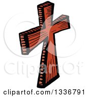 Poster, Art Print Of Sketched Doodle Of A Wooden Christian Cross