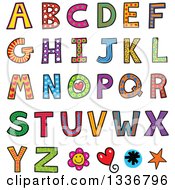 Poster, Art Print Of Colorful Patterned Capital Letter Alphabet With A Flower Heart And Stars