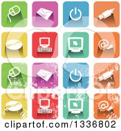 Colorful Square Shaped Computer Icons With Rounded Corners Clean And Distressed Grungy Versions
