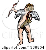Clipart Of A Sketched Doodle Of Cupid Shooting An Arrow Royalty Free Vector Illustration
