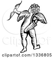 Clipart Of A Sketched Doodle Of A Black And White Cupid Shooting An Arrow Royalty Free Vector Illustration by Prawny