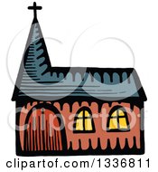 Poster, Art Print Of Sketched Doodle Of A Church Building