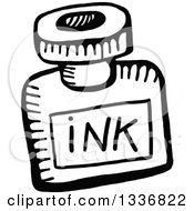 Poster, Art Print Of Sketched Doodle Of A Black And White Ink Bottle