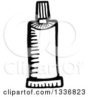 Clipart Of A Sketched Doodle Of A Black And White Paint Tube Royalty Free Vector Illustration