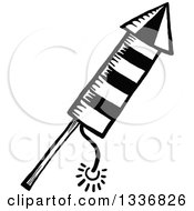 Poster, Art Print Of Sketched Doodle Of A Black And White Rocket Firework